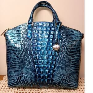 Brahmin "VERDIGRIS" Large Duxbury Croc Embossed Satchel